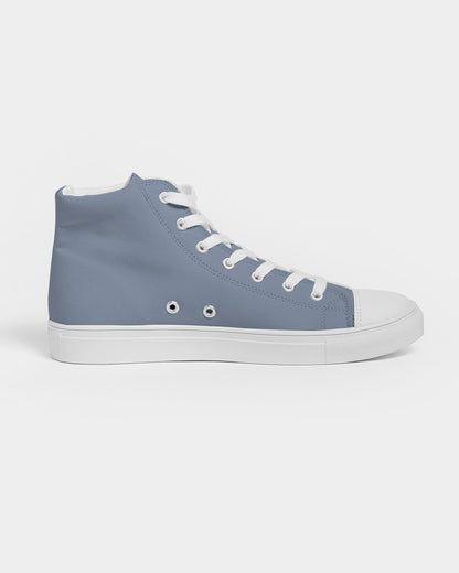 Muted Blue High-Top Canvas Sneakers C30M15Y0K30 - Side 4