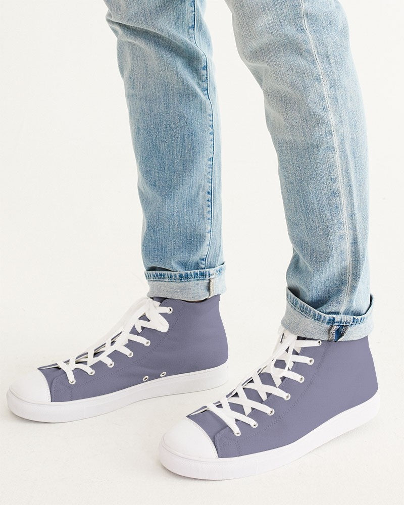 Muted Blue High-Top Canvas Sneakers C30M30Y0K30 - Man CloseUp