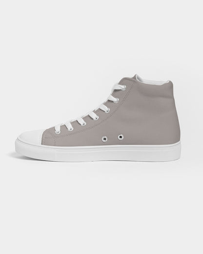 Muted Brown High-Top Canvas Sneakers C30M30Y30K0 - Side 1