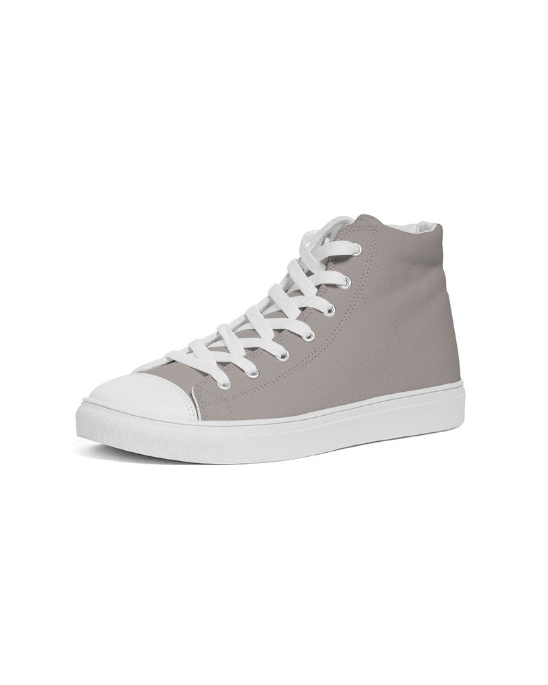 Muted Brown High-Top Canvas Sneakers C30M30Y30K0 - Side 2