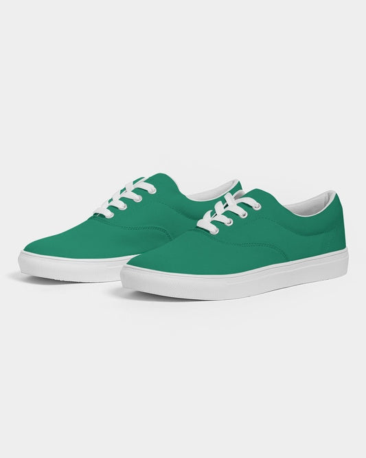 Muted Cool Green Canvas Sneakers C100M0Y75K30 - Side 3