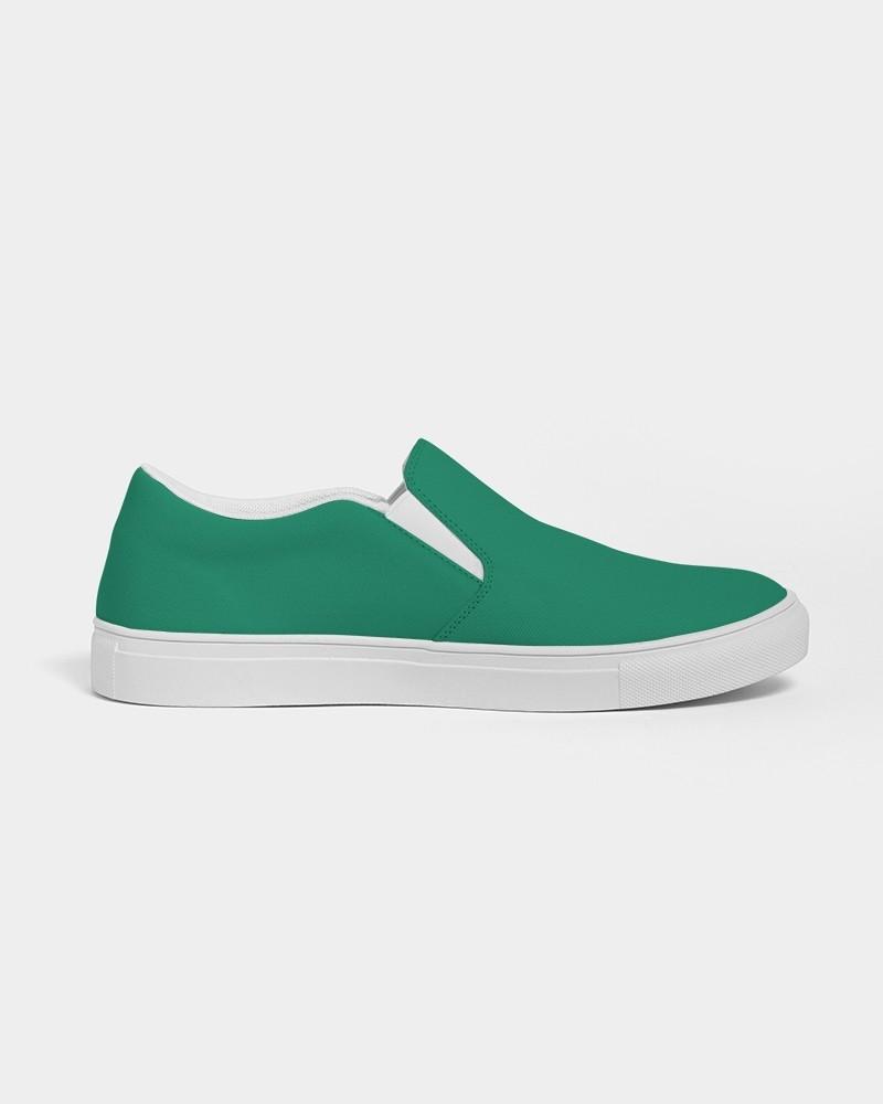 Muted Cool Green Men's Slip-On Canvas Sneakers C100M0Y75K30 - Side 4