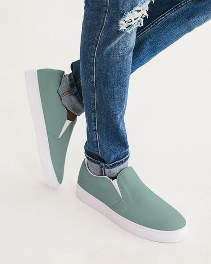 Muted Cool Green Men's Slip-On Canvas Sneakers C30M0Y22K30 - Man CloseUp