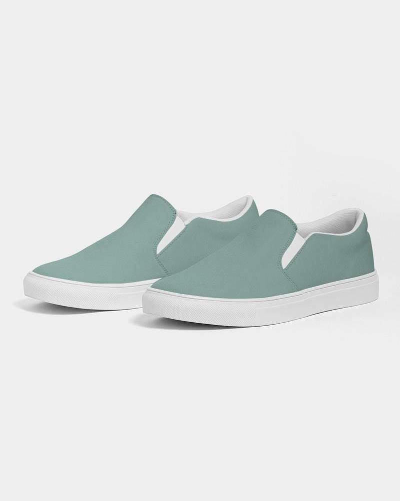 Muted Cool Green Men's Slip-On Canvas Sneakers C30M0Y22K30 - Side 3