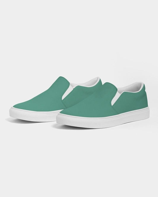 Muted Cool Green Men's Slip-On Canvas Sneakers C60M0Y45K30 - Side 3