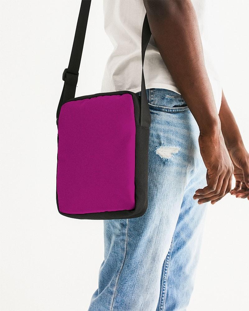 Muted Cool Magenta Messenger Pouch C12M100Y0K30 - Man Side CloseUp
