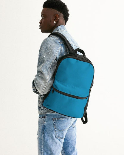 Muted Cyan Canvas Backpack C100M0Y0K30 - Man Back CloseUp