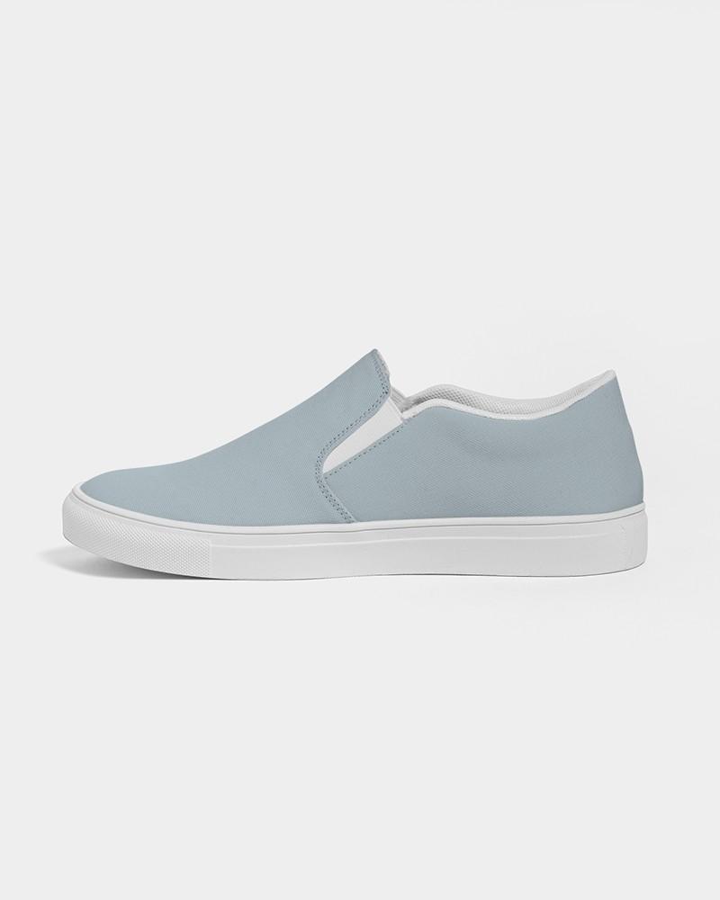 Muted Cyan Gray Men's Slip-On Canvas Sneakers C10M0Y0K30 - Side 1