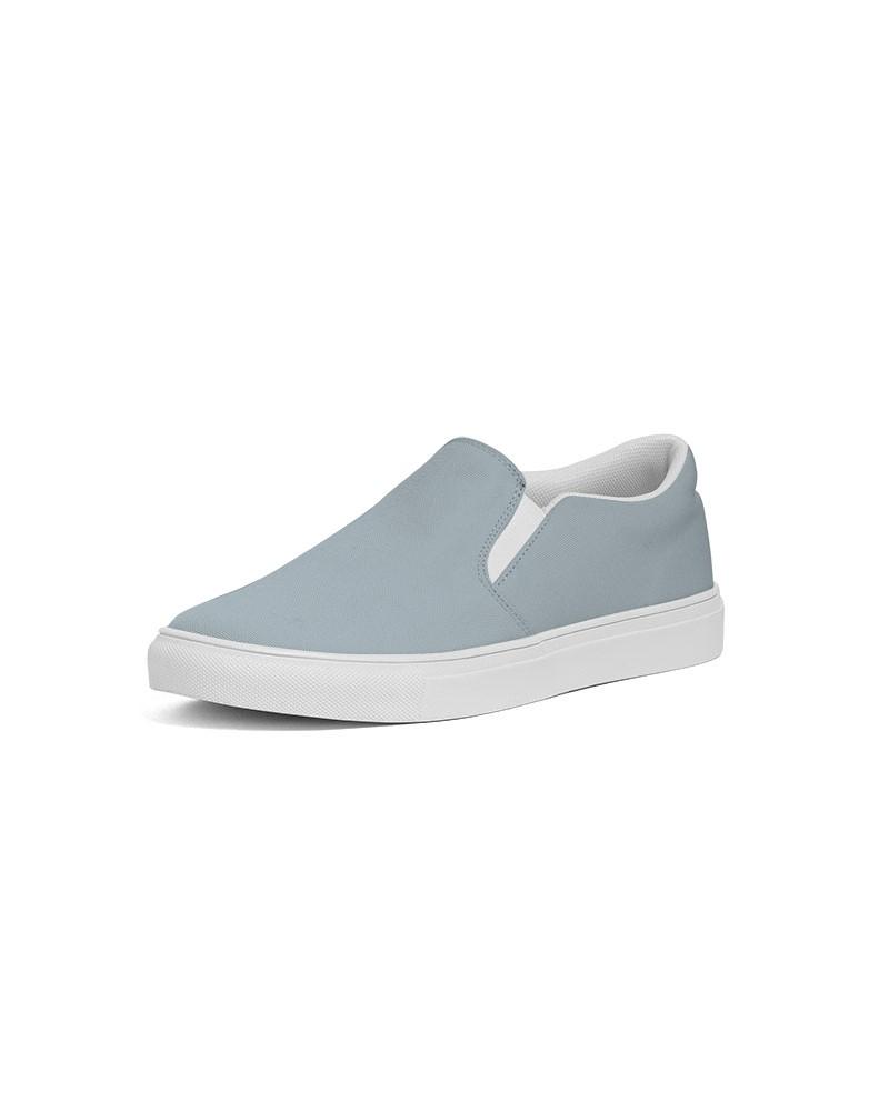 Muted Cyan Gray Men's Slip-On Canvas Sneakers C10M0Y0K30 - Side 2