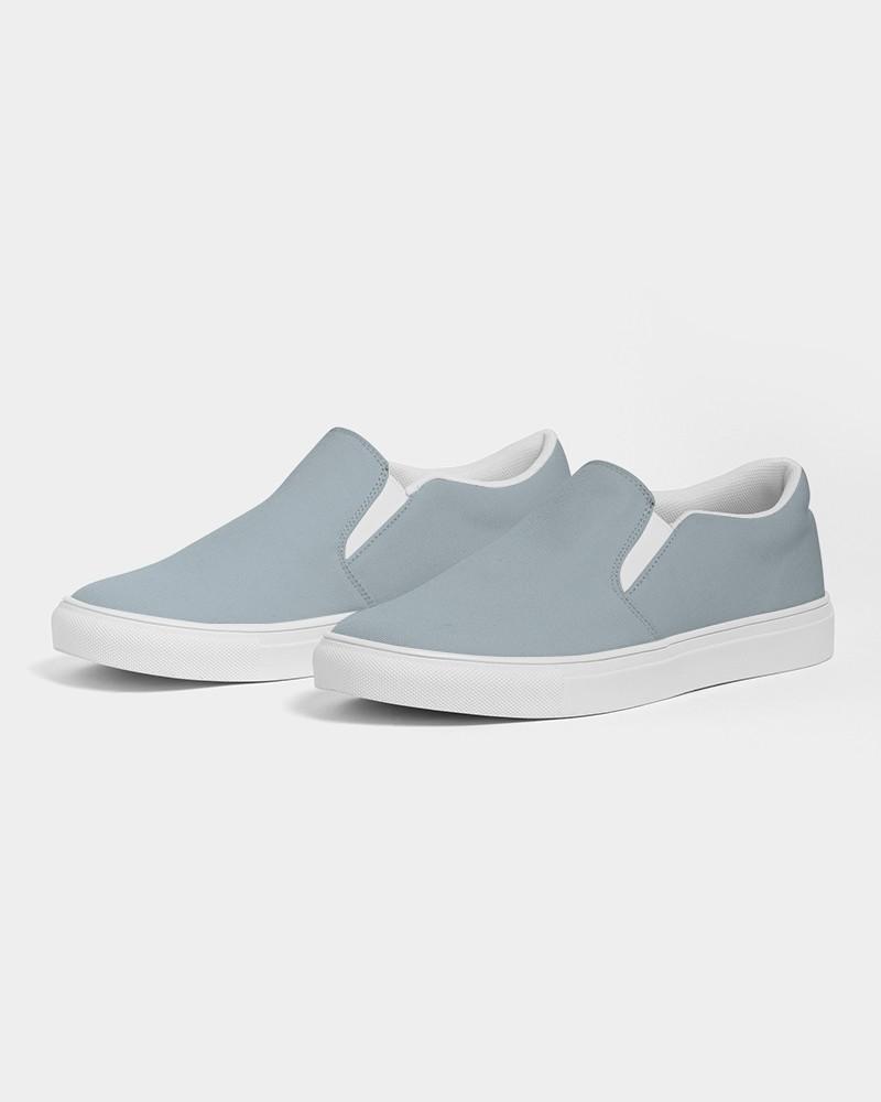 Muted Cyan Gray Men's Slip-On Canvas Sneakers C10M0Y0K30 - Side 3