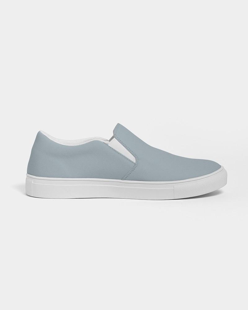 Muted Cyan Gray Men's Slip-On Canvas Sneakers C10M0Y0K30 - Side 4