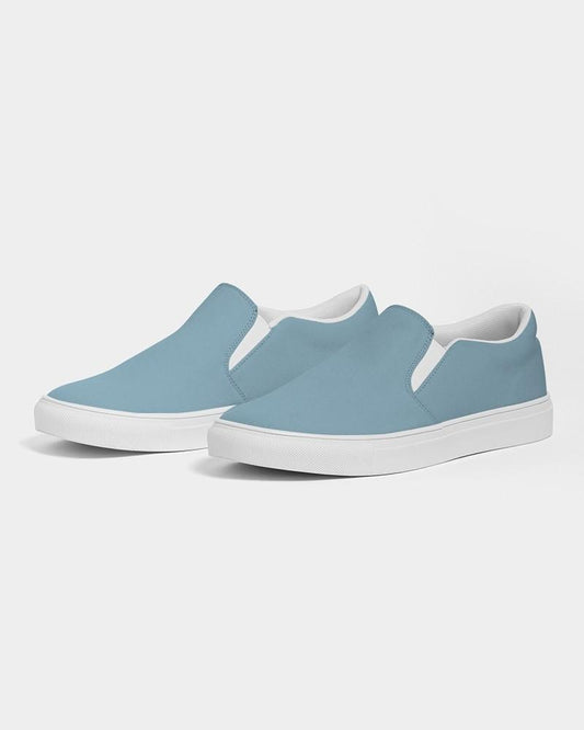 Muted Cyan Men's Slip-On Canvas Sneakers C30M0Y0K30 - Side 3