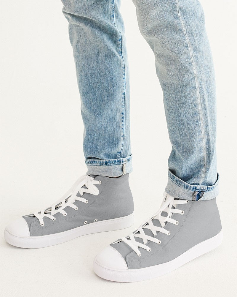 Muted Gray High-Top Canvas Sneakers C0M0Y0K30 - Man CloseUp