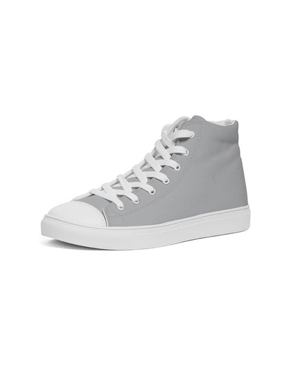 Muted Gray High-Top Canvas Sneakers C0M0Y0K30 - Side 2