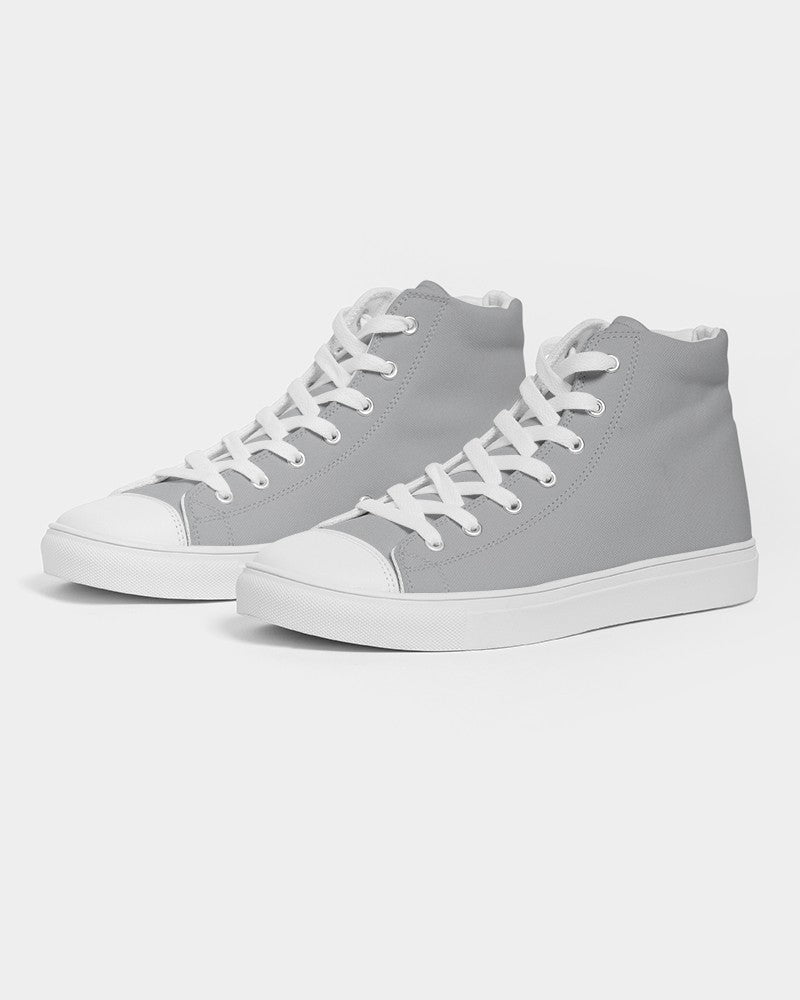 Muted Gray High-Top Canvas Sneakers C0M0Y0K30 - Side 3