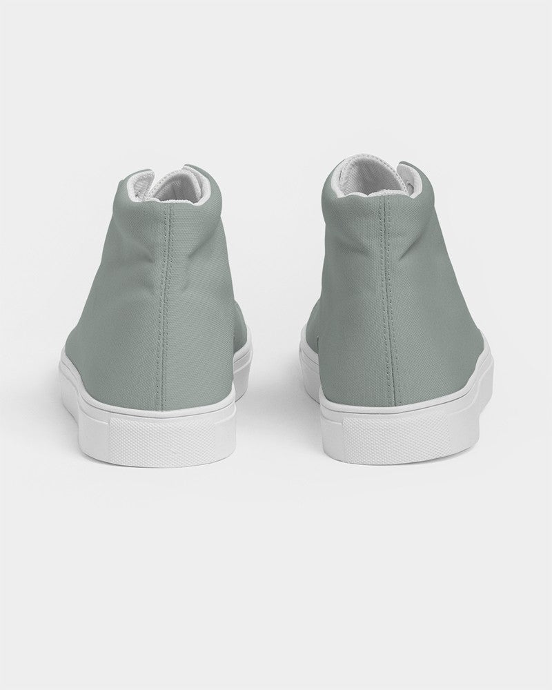 Muted Green Gray High-Top Canvas Sneakers C10M0Y10K30 - Back