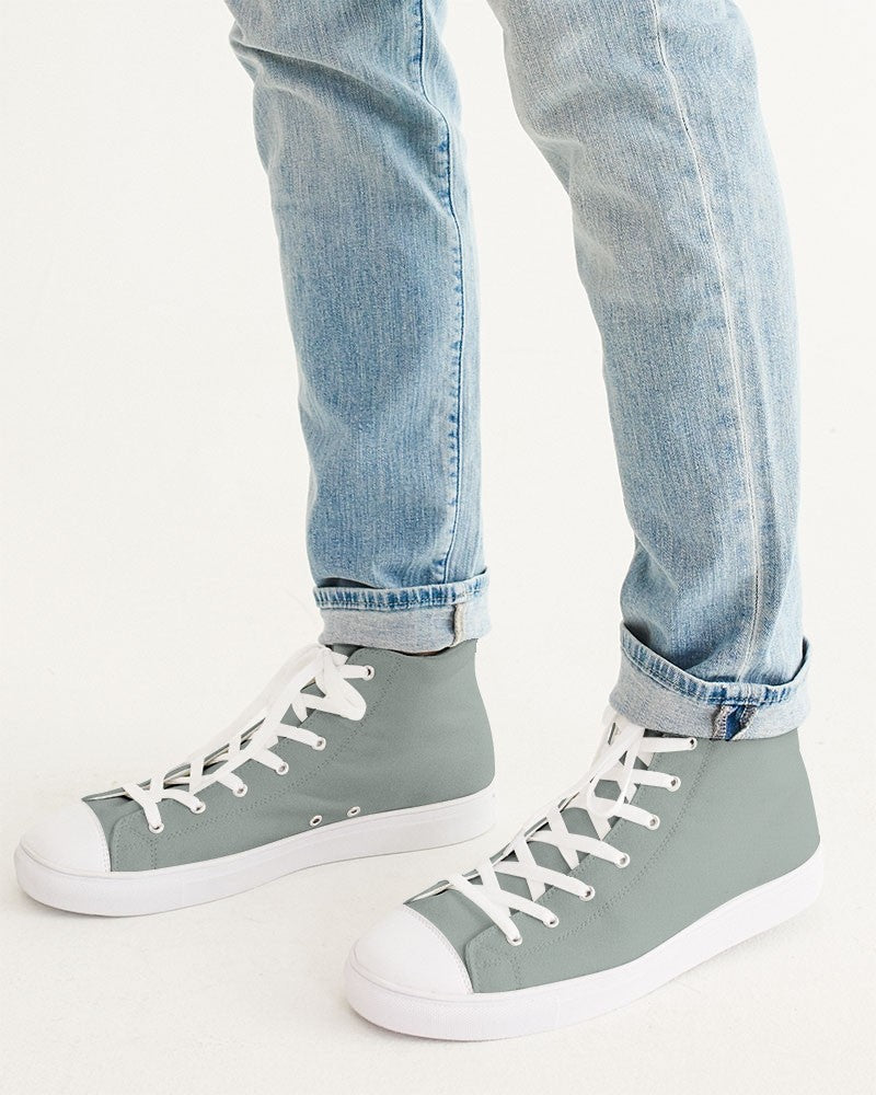 Muted Green Gray High-Top Canvas Sneakers C10M0Y10K30 - Man CloseUp