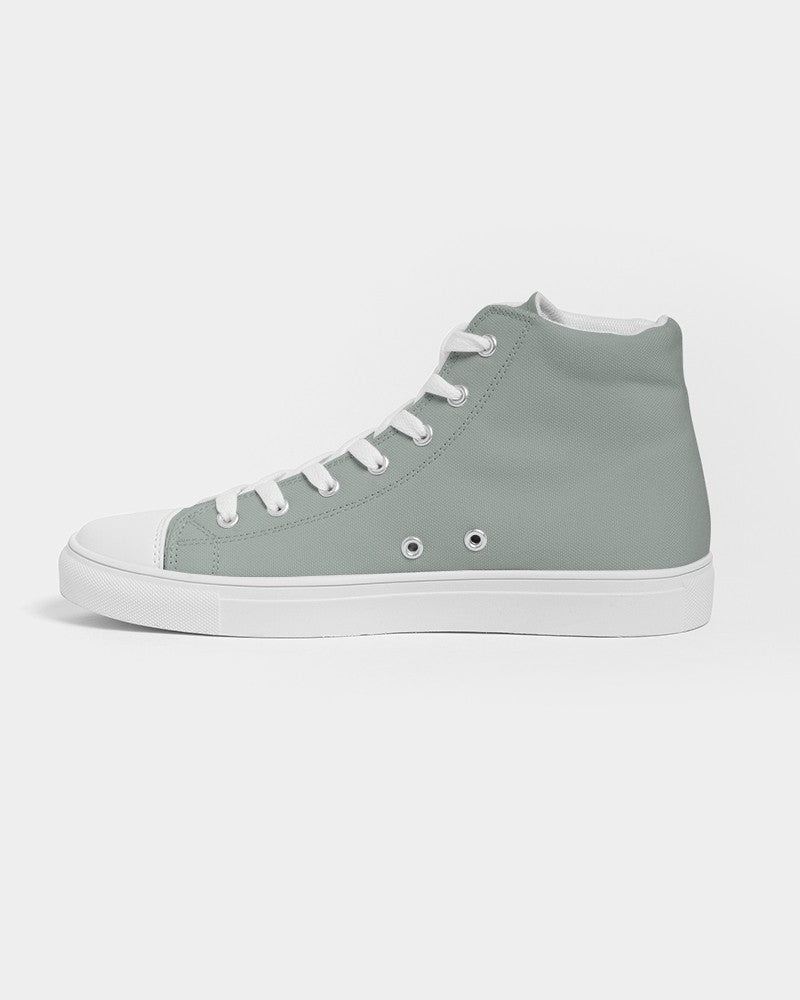 Muted Green Gray High-Top Canvas Sneakers C10M0Y10K30 - Side 1