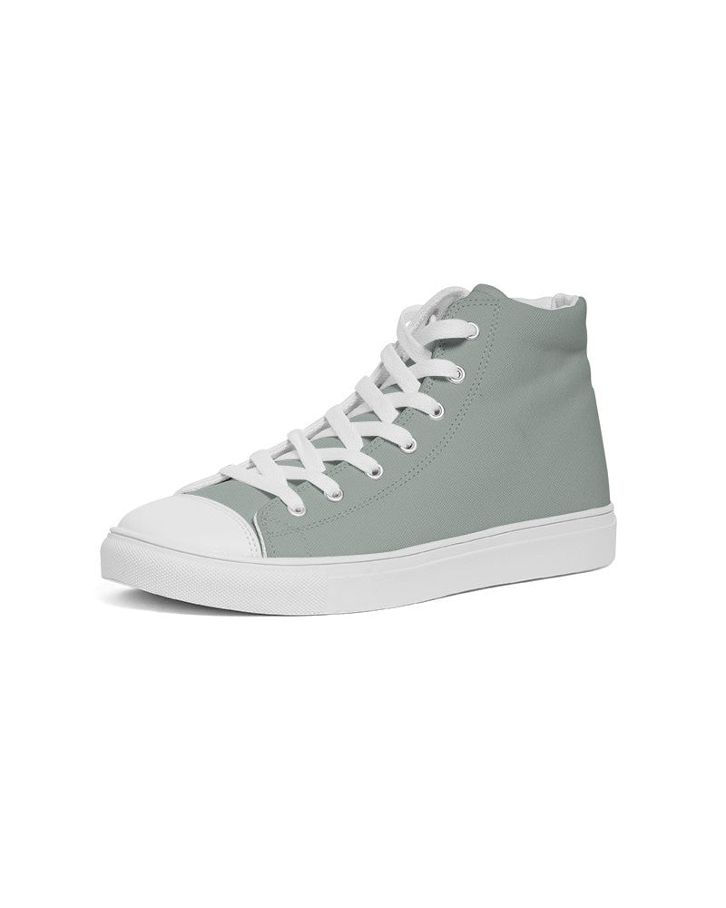 Muted Green Gray High-Top Canvas Sneakers C10M0Y10K30 - Side 2