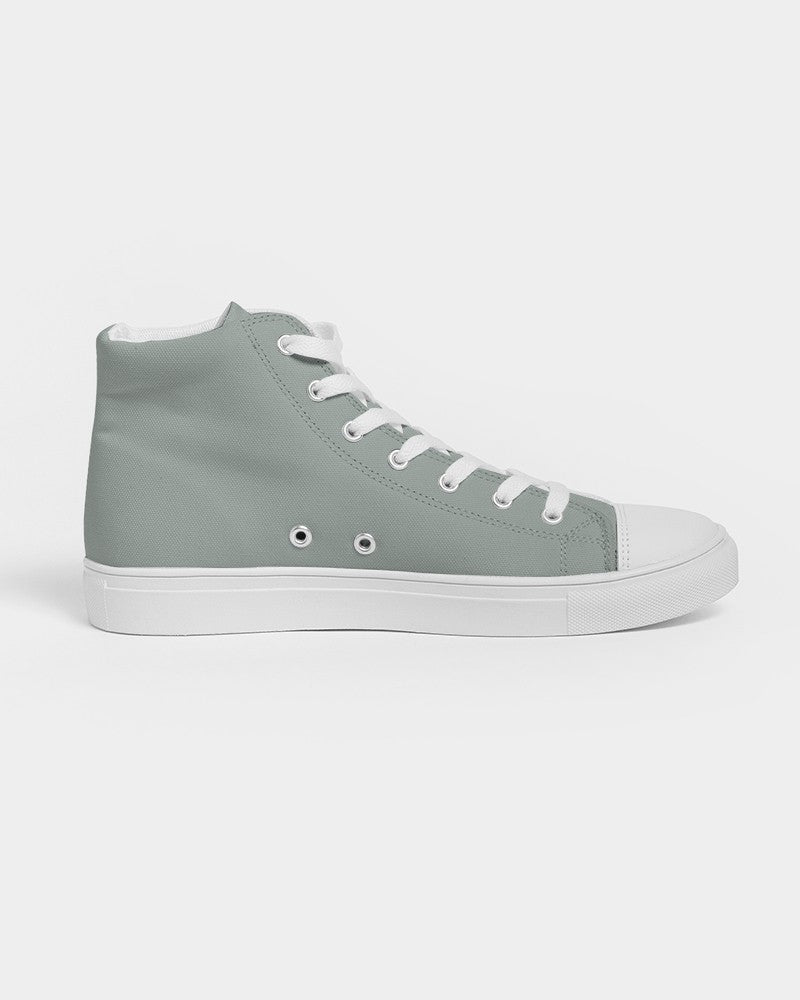 Muted Green Gray High-Top Canvas Sneakers C10M0Y10K30 - Side 4