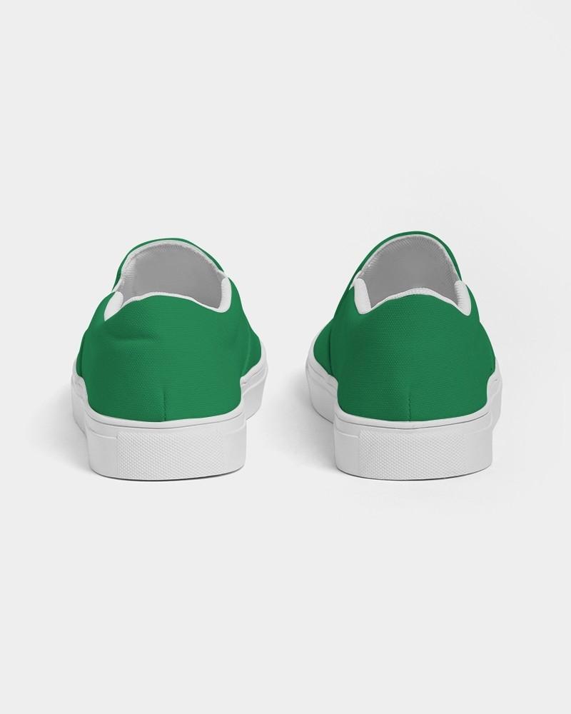 Muted Green Men's Slip-On Canvas Sneakers C100M0Y100K30 - Back