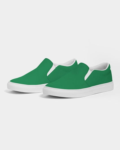 Muted Green Men's Slip-On Canvas Sneakers C100M0Y100K30 - Side 3