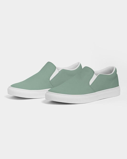 Muted Green Men's Slip-On Canvas Sneakers C30M0Y30K30 - Side 3