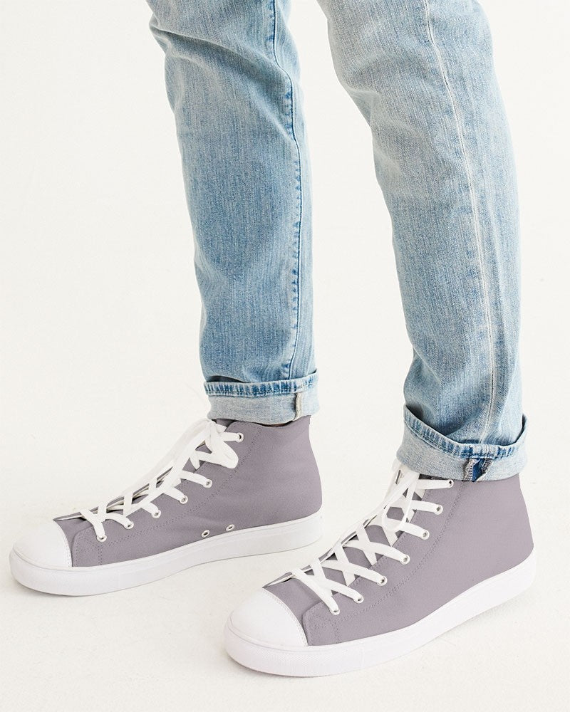 Muted Magenta Gray High-Top Canvas Sneakers C0M10Y0K30 - Man CloseUp