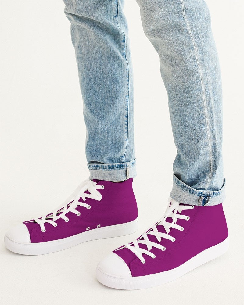 Muted Magenta Purple High-Top Canvas Sneakers C25M100Y0K30 - Man CloseUp