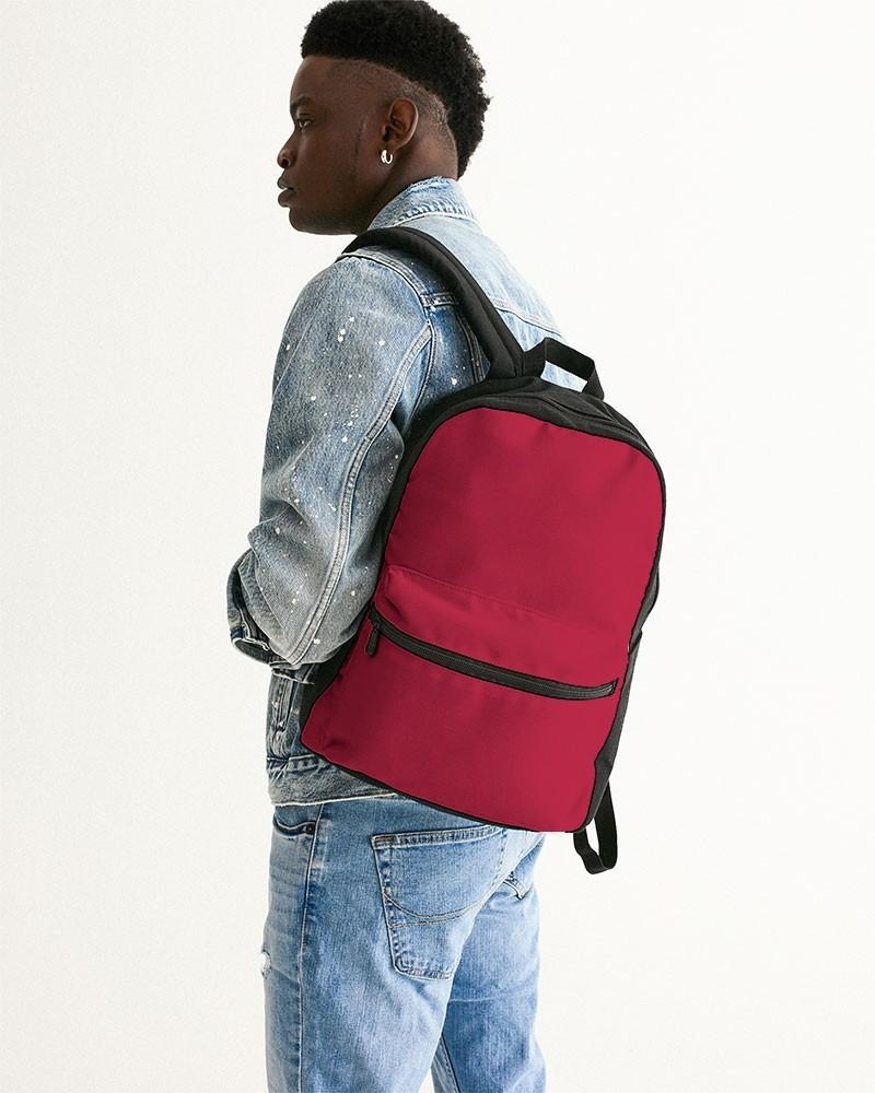 Muted Pink Red Canvas Backpack C0M100Y75K30 - Man Back CloseUp