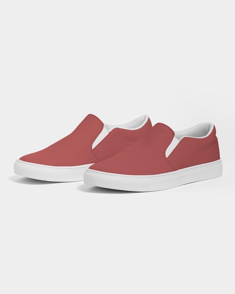 Muted Pink Red Men's Slip-On Canvas Sneakers C0M80Y60K30 - Side 3