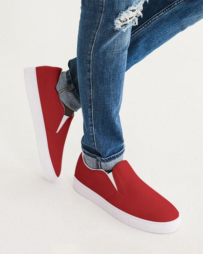 Muted Red Men's Slip-On Canvas Sneakers C0M100Y100K30 - Man CloseUp