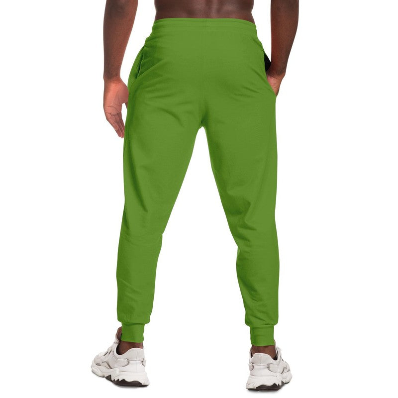 Muted Warm Green Joggers C50M0Y100K30 - Man Back