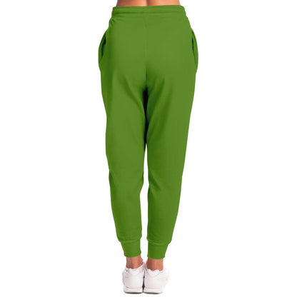 Muted Warm Green Joggers C50M0Y100K30 - Woman Back