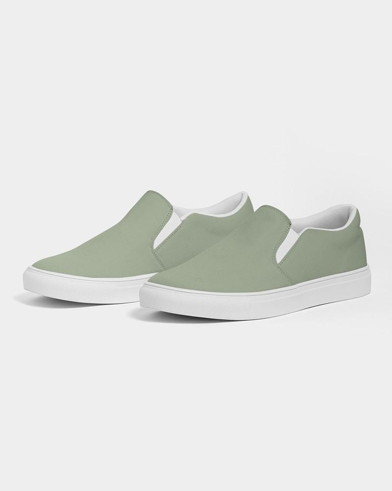 Muted Warm Green Men's Slip-On Canvas Sneakers C15M0Y30K30 - Side 3