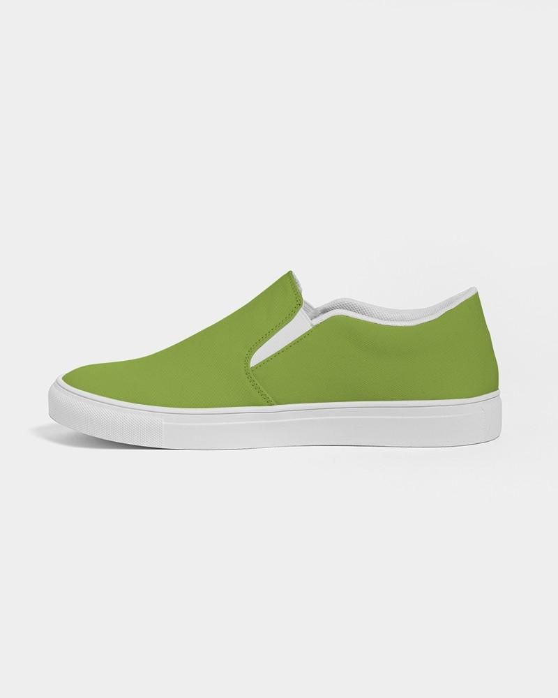 Muted Warm Green Women's Slip-On Canvas Sneakers C38M0Y100K30 - Side 1