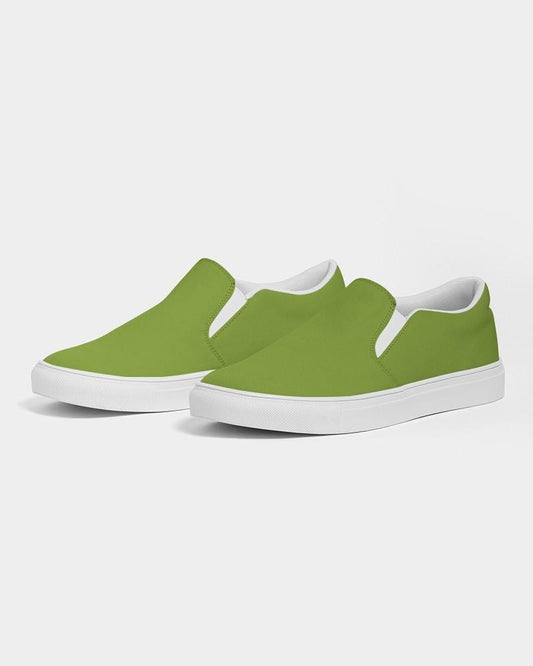 Muted Warm Green Women's Slip-On Canvas Sneakers C38M0Y100K30 - Side 3