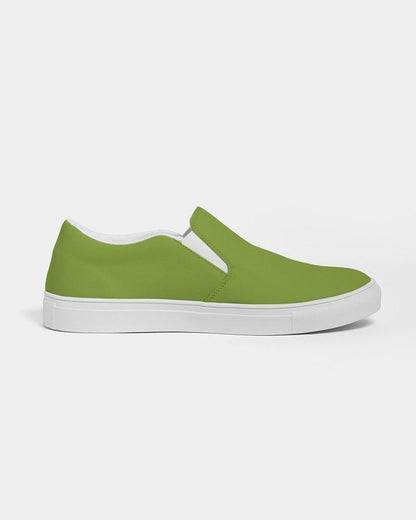 Muted Warm Green Women's Slip-On Canvas Sneakers C38M0Y100K30 - Side 4