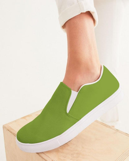 Muted Warm Green Women's Slip-On Canvas Sneakers C38M0Y100K30 - Woman CloseUp