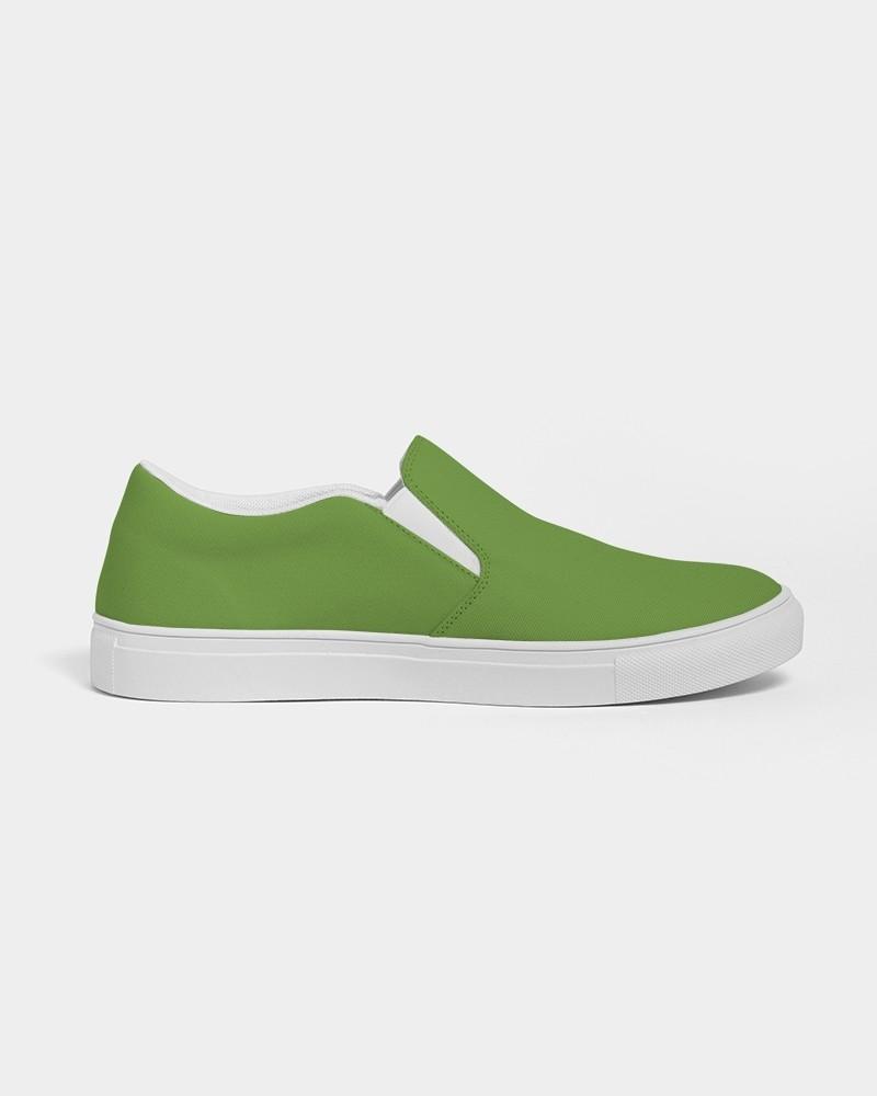 Muted Warm Green Women's Slip-On Canvas Sneakers C50M0Y100K30 - Side 4