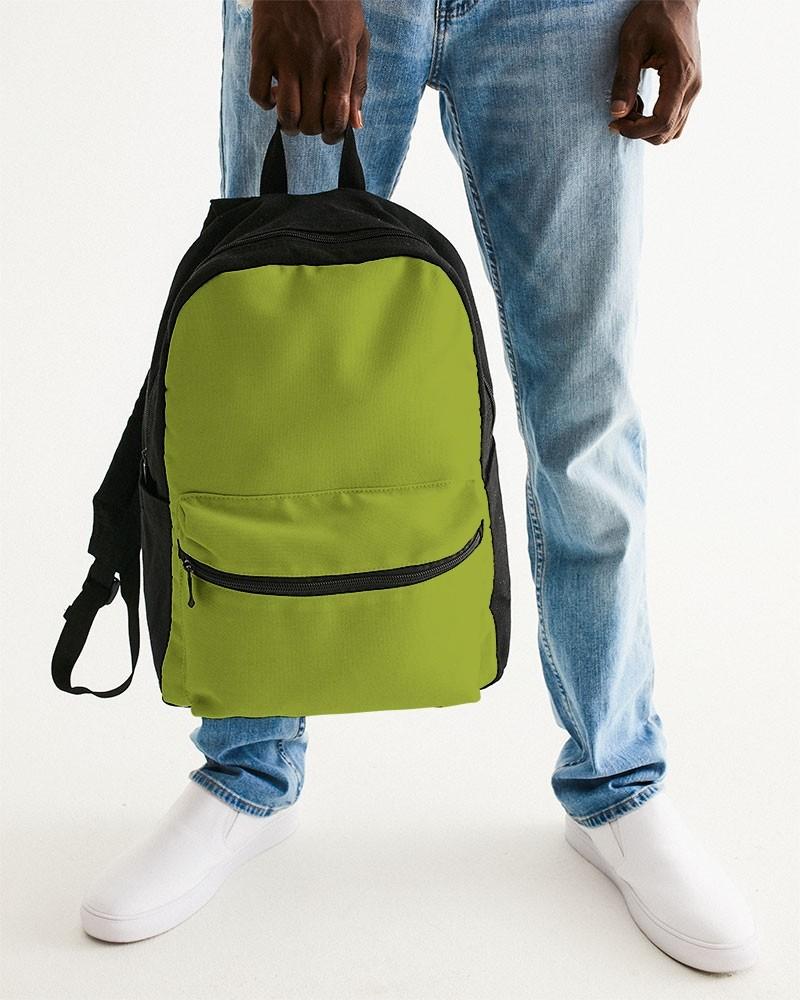 Muted Yellow Warm Green Canvas Backpack C25M0Y100K30 - Man Holding