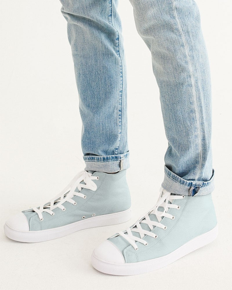 Pale Blue Cool Green High-Top Canvas Sneakers C10M0Y5K0 - Man CloseUp