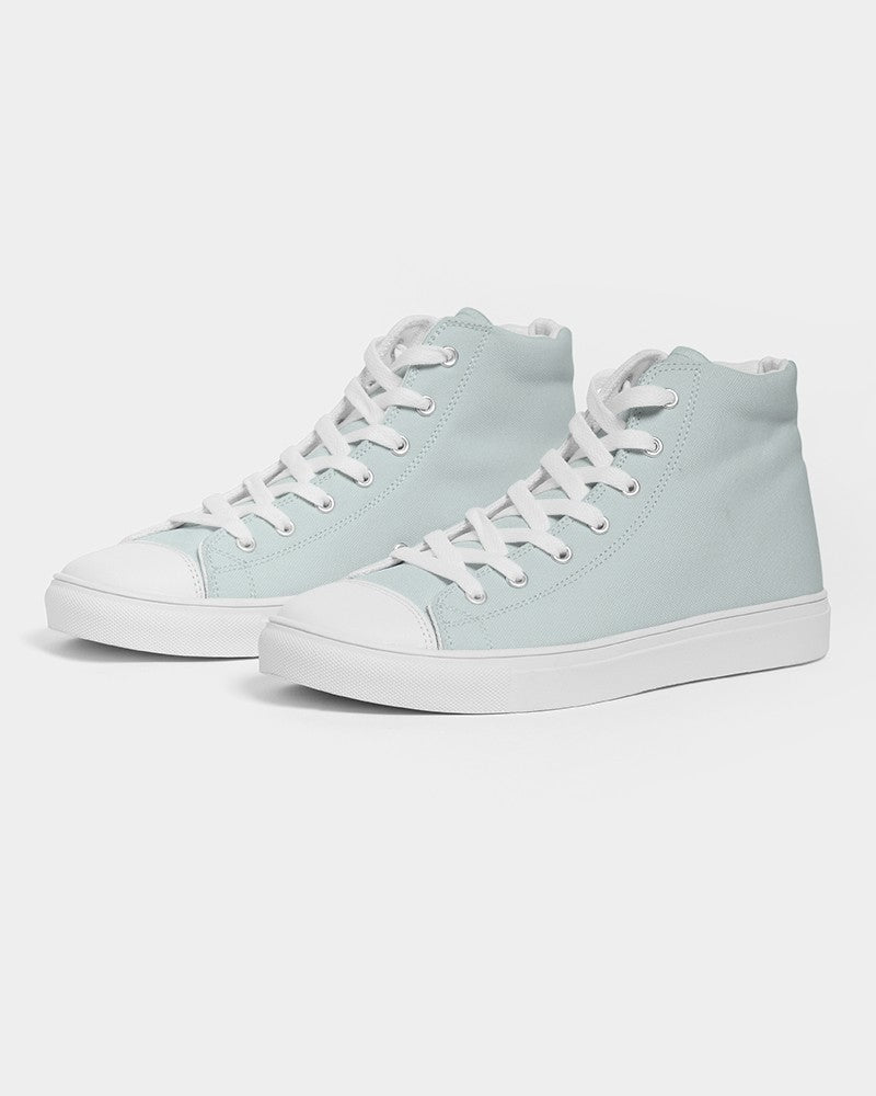 Pale Blue Cool Green High-Top Canvas Sneakers C10M0Y5K0 - Side 3