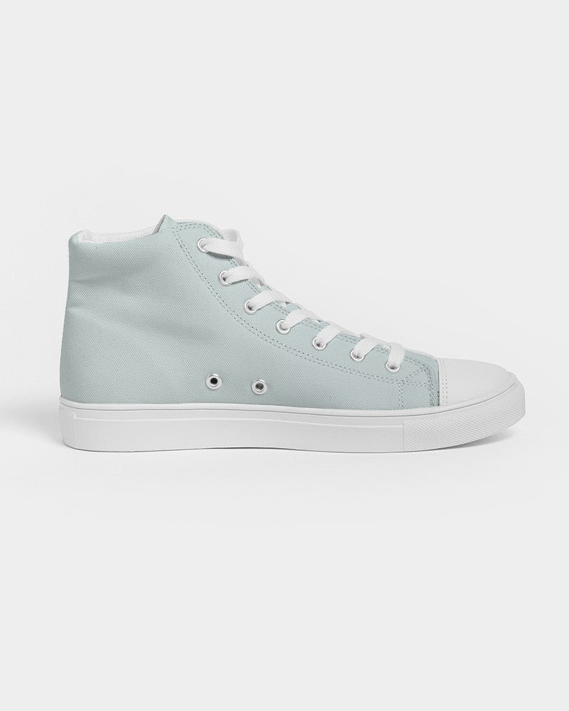 Pale Blue Cool Green High-Top Canvas Sneakers C10M0Y5K0 - Side 4