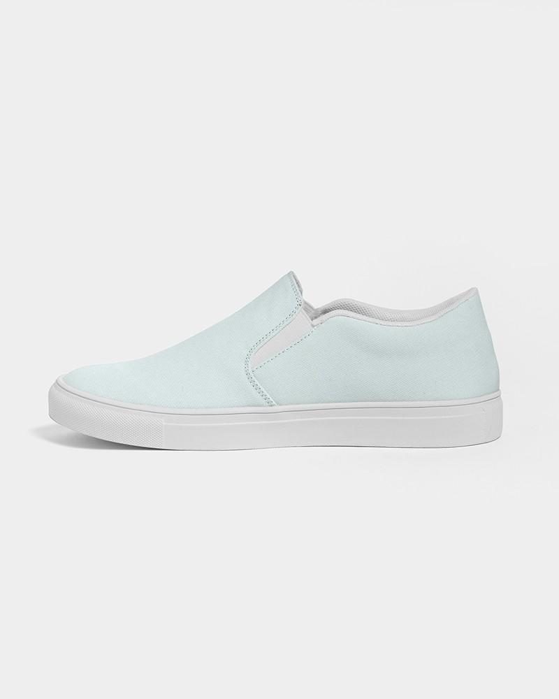 Pale Blue Cool Green Men's Slip-On Canvas Sneakers C10M0Y5K0 - Side 1