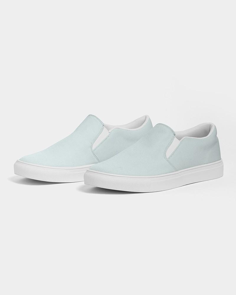 Pale Blue Cool Green Men's Slip-On Canvas Sneakers C10M0Y5K0 - Side 3