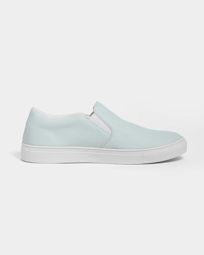 Pale Blue Cool Green Men's Slip-On Canvas Sneakers C10M0Y5K0 - Side 4