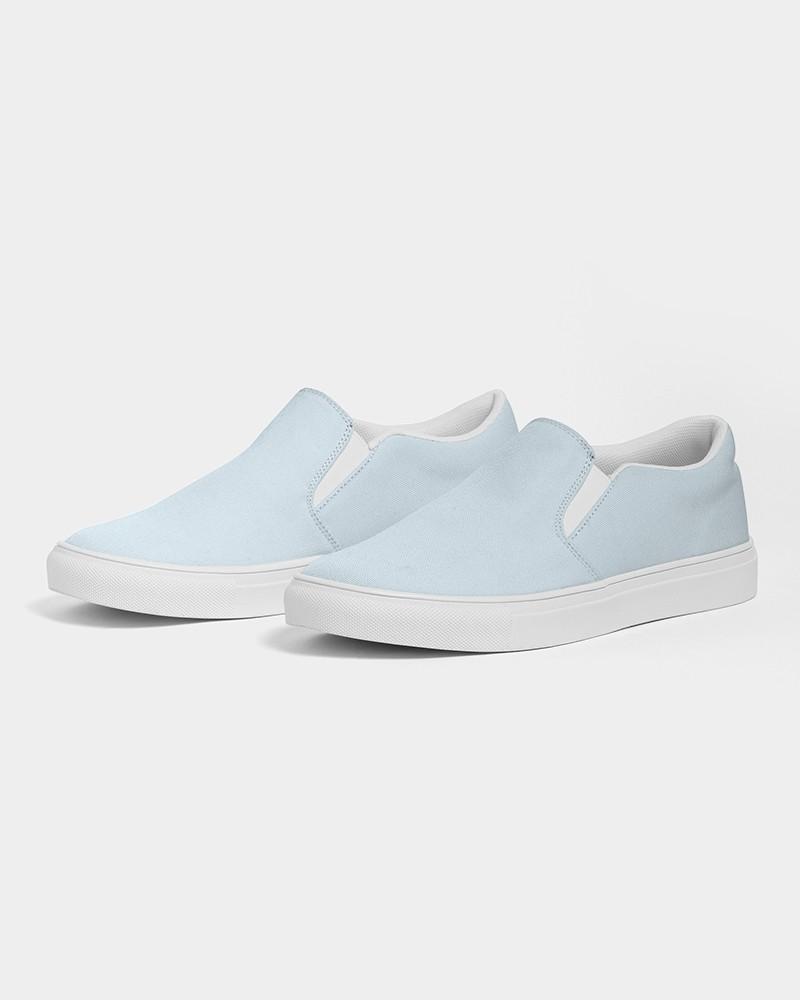 Pale Cyan Men's Slip-On Canvas Sneakers C10M0Y0K0 - Side 3