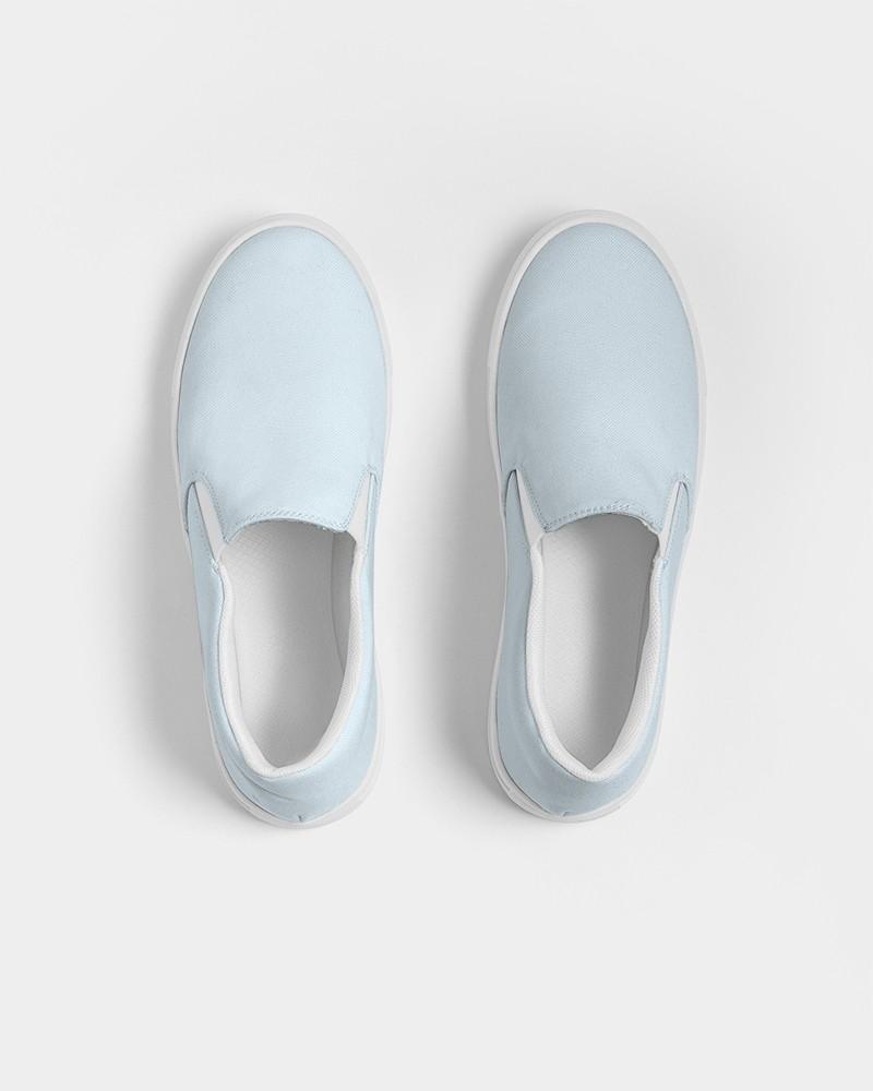 Pale Cyan Men's Slip-On Canvas Sneakers C10M0Y0K0 - Top