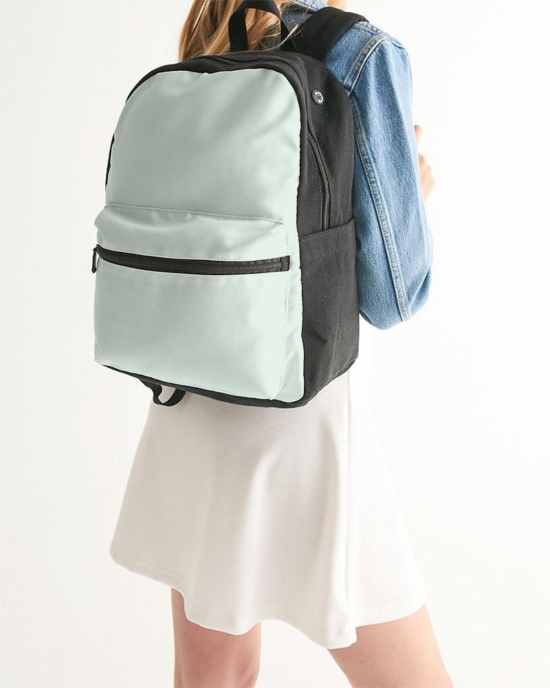 Pale Green Canvas Backpack C10M0Y10K0 - Woman Back Closeup